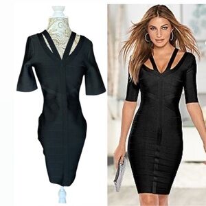 VENUS Black Mini Bandage Dress